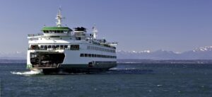 up close view of ferry on puget sound